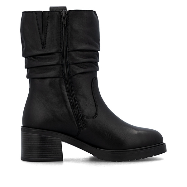 Botki zimowe damskie czarne Rieker Y5257 ocieplane skórzane na obcasie