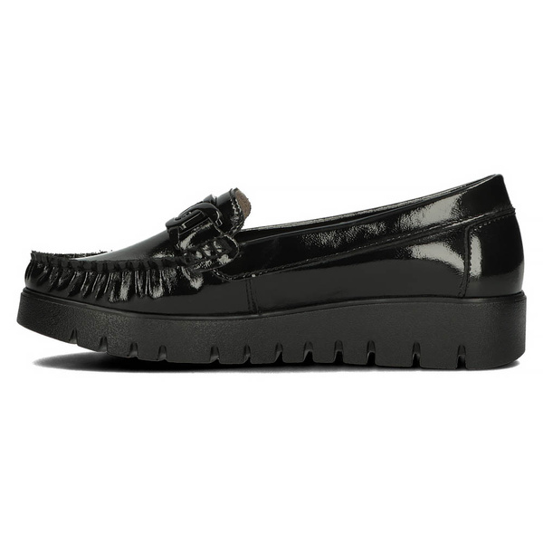 Buty damskie mokasyny skórzane czarne na platformie Filippo 3334