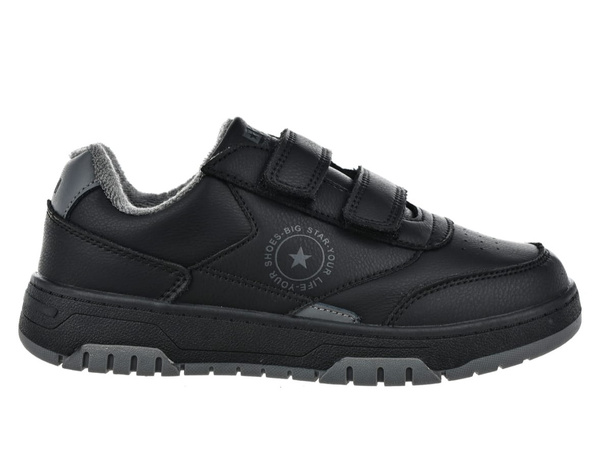 Buty dziecięce Big Star OO374096 chłopięce czarne skórzane na rzepy