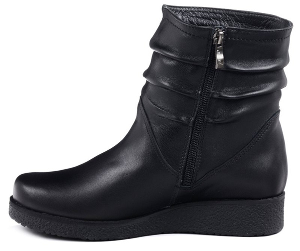 Botki damskie zimowe ocieplane Axel 4092 czarne skórzane szerokie H