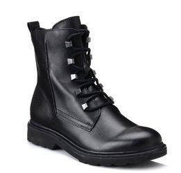 Botki damskie czarne Marco Tozzi 25276 ocieplane polarem skórzane