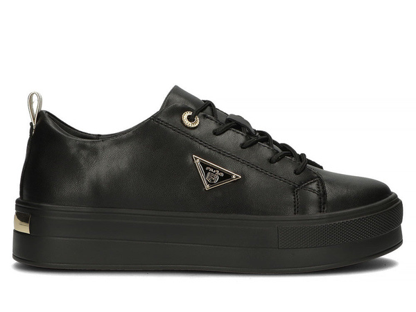 Buty sneakersy damskie czarne skórzane na platformie Filippo 3533 