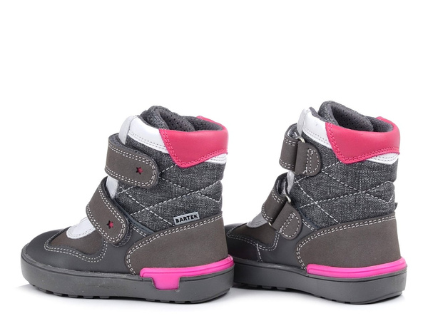 Buty zimowe Bartek 91874 ocieplane wełną dziewczęce skórzane na rzepy