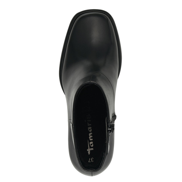 Botki damskie na obcasie ocieplane Tamaris 25362 skórzane czarne