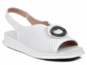 Sandały damskie białe T.Sokolski L25-10 skórzane ażurowe wsuwane lekkie