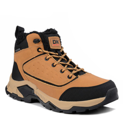 Buty zimowe męskie ocieplane DK L17156 trekkingowe wysokie skórzane