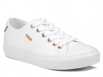 Trampki damskie białe Big Star RR274766 klasyczne tenisówki sznurowane