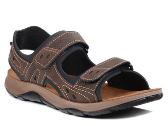 Sandały męskie brązowe Inblu TO-08 na rzepy skórzana wkładka sportowe