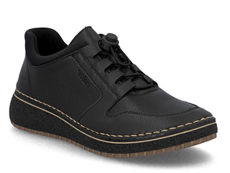 Półbuty damskie Rieker 50959 sneakersy  sportowe czarne skórzane wygodne