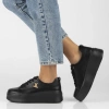 Buty sneakersy damskie czarne na platformie skórzane Filippo DP6246/26