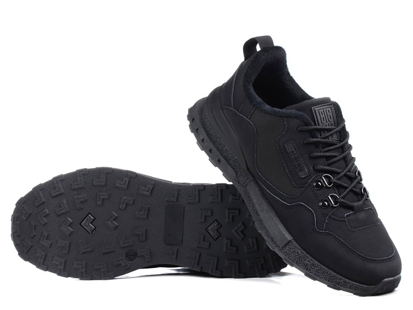 Buty męskie sportowe całe czarne sznurowane Big Star SS174411 ocieplane