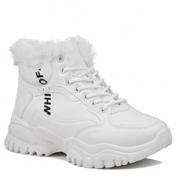Sneakersy damskie białe News 9121 buty sportowe zimowe ocieplane wysokie