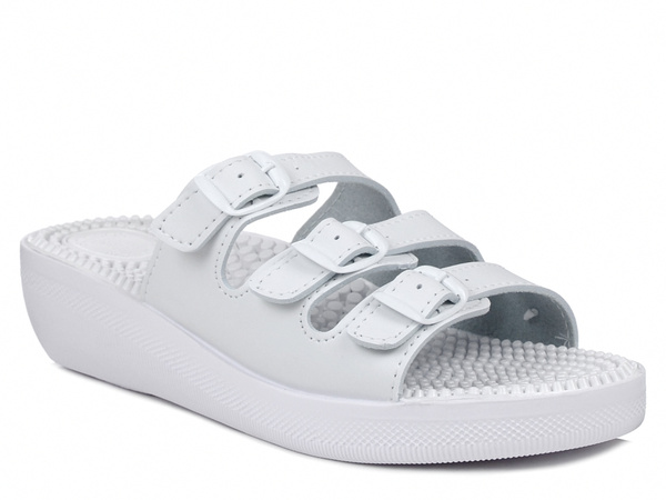 Klapki damskie Fakirki KF-03 medyczne sanitarne białe masujące z kolcami