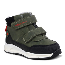Buty zimowe dziecięce chłopięce zielone Wojtyłko 26092 ocieplane na rzep