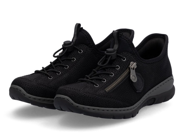 Półbuty damskie Rieker L32F1 sneakersy sportowe czarne skórzane wygodne