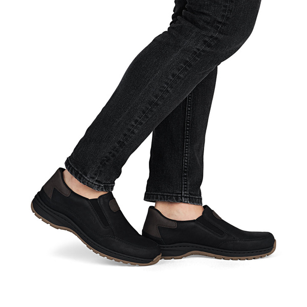 Półbuty męskie czarne Rieker 03365-00 wsuwane szerokie tęgość H