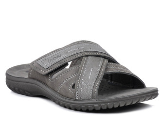 Klapki męskie szare Inblu FN-99 kapcie na rzepy na lato wygodne lekkie