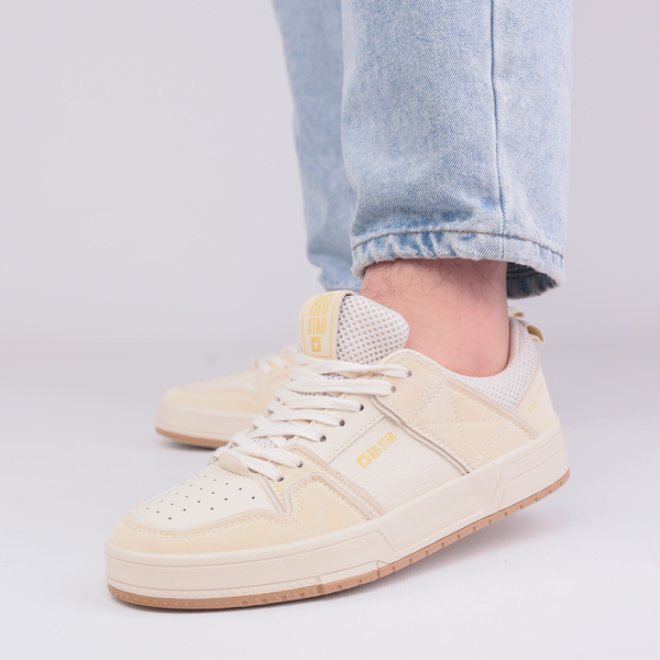 Buty męskie sportowe Big Star NN174095 beżowe niskie ekoskóra sznurowane