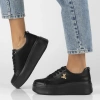 Buty sneakersy damskie czarne na platformie skórzane Filippo DP6246/26