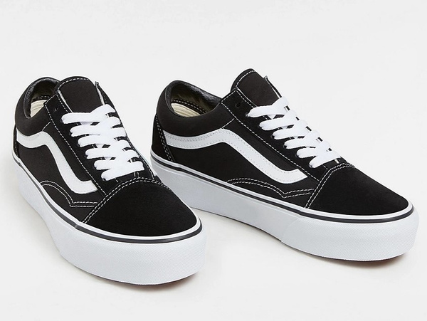 Trampki damskie czarne Vans Old Skool Platform na platformie skórzane