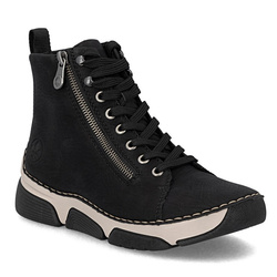 Botki damskie czarne Rieker 45920 śniegowce zimowe ocieplane kożuszkiem