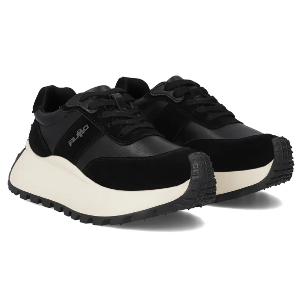 Sneakersy damskie czarne  Filippo DP6785/25 buty na platformie skórzane