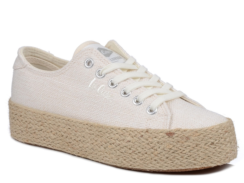 Trampki damskie espadryle ecru Lee Cooper 3284L na platformie