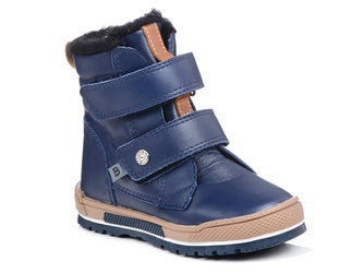 Buty zimowe dziecięce chłopięce Bartek 21469 ocieplane wełną skórzane