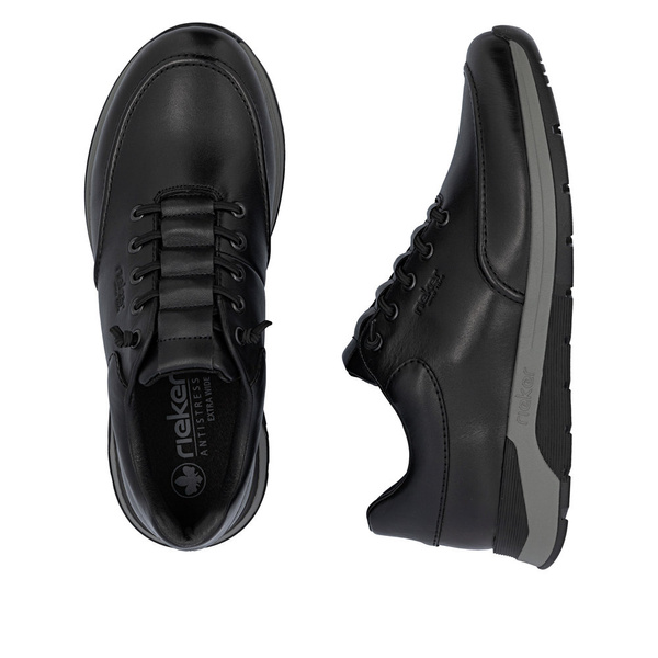 Półbuty męskie czarne Rieker 39658-00 skórzane szerokie wygodne wsuwane