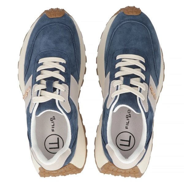 Sneakersy damskie niebieskie Filippo DP6785 buty na platformie skórzane