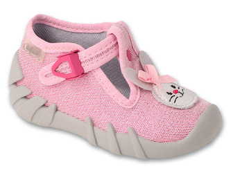 Kapcie dziewczęce różowe Befado 110P374 domowe do przedszkola na zapinki