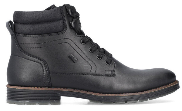 Buty męskie zimowe Rieker F4544-00 trzewiki ocieplane skórzane czarne 