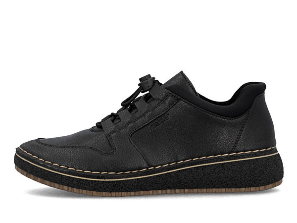 Półbuty damskie Rieker 50959 sneakersy  sportowe czarne skórzane wygodne