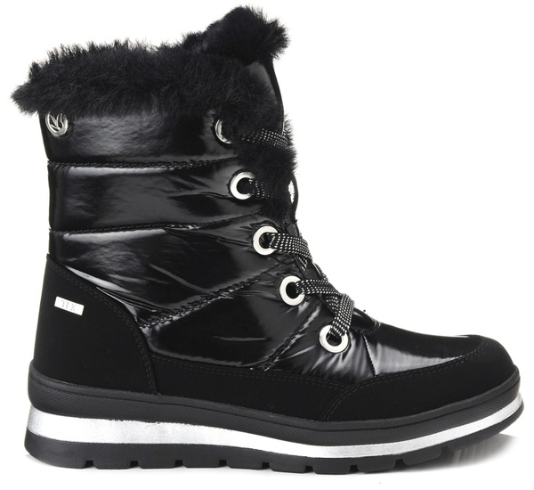 Buty damskie zimowe śniegowce czarne ocieplane Caprice 26226 na zamek 
