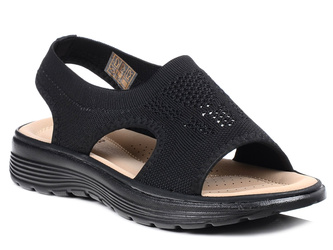 Sandały damskie czarne Unisoft 5769 tekstylne wsuwane lekkie wygodne