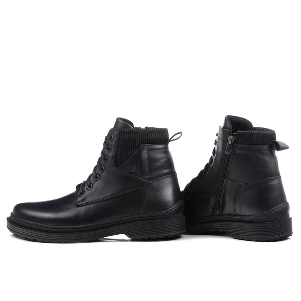 Buty zimowe męskie czarne T.Sokolski Z23-274 ocieplane skórzane trapery