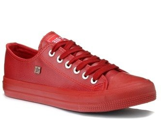 Trampki czerwone Big Star V274872 z ekoskóry sznurowane niskie