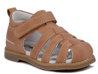Sandałki dziecięce brązowe Wojtyłko 24433 na rzep zakryte palce