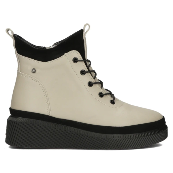 Botki damskie ocieplane na platformie skórzane Filippo DBT4799/25 beżowe