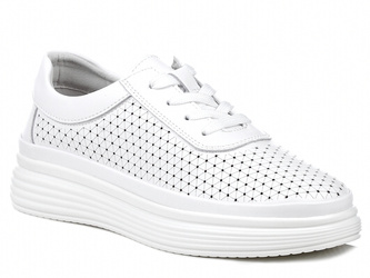 Półbuty damskie sneakersy skórzane sznurowane białe T.Sokolski W25-45