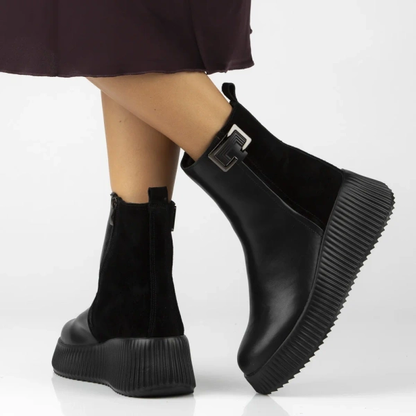 Botki damskie ocieplane na platformie skórzane Filippo DBT7268 czarne