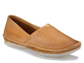 Baleriny damskie Maciejka 1930 slip-on skórzane wygodne wsuwane rude