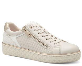 Sneakersy damskie Marco Tozzi 23709 buty beżowe na platformie na suwak