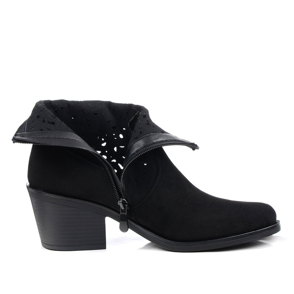 Botki damskie kowbojki czarne S.Barski HY61-8012 zamszowe ażurowe lekkie
