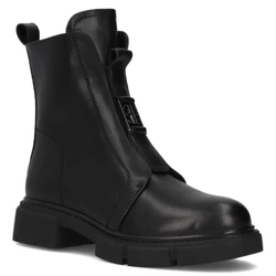 Botki damskie jesienne ocieplane skórzane czarne Filippo DBT6524/25