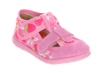 Kapcie dziewczęce do przedszkola róż Milami 118 na rzep szeroki nosek