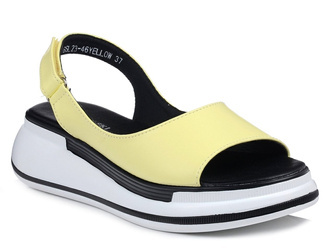 Sandały damskie żółte T.Sokolski L25-247 skórzane na platformie