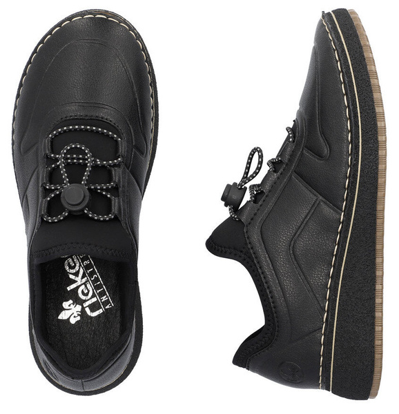 Półbuty damskie czarne Rieker 50960-00 sneakersy sportowe wygodne