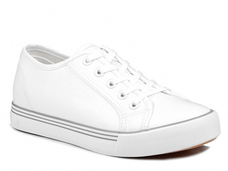 Trampki damskie białe klasyczne niskie sznurowane ekoskóra News 2800