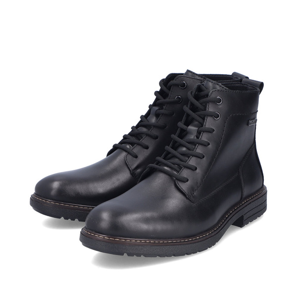Buty męskie zimowe Rieker 33143 botki ocieplane skórzane czarne na zamek
